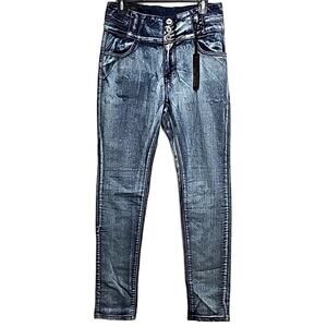 L'square Jeans Jr. Womens Acid Washed 2 Pocket Stretchy Skinny Jeans Sz 17 (NWT)